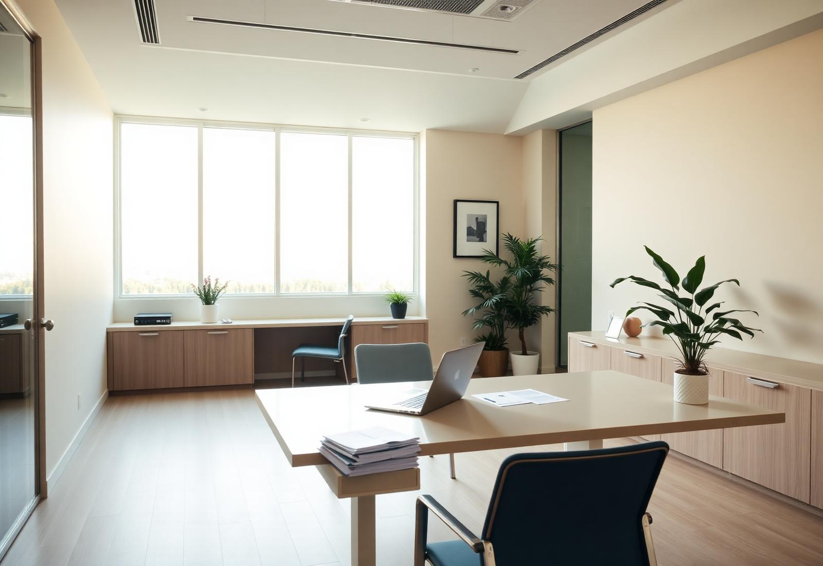 Warm, modern professional office environment